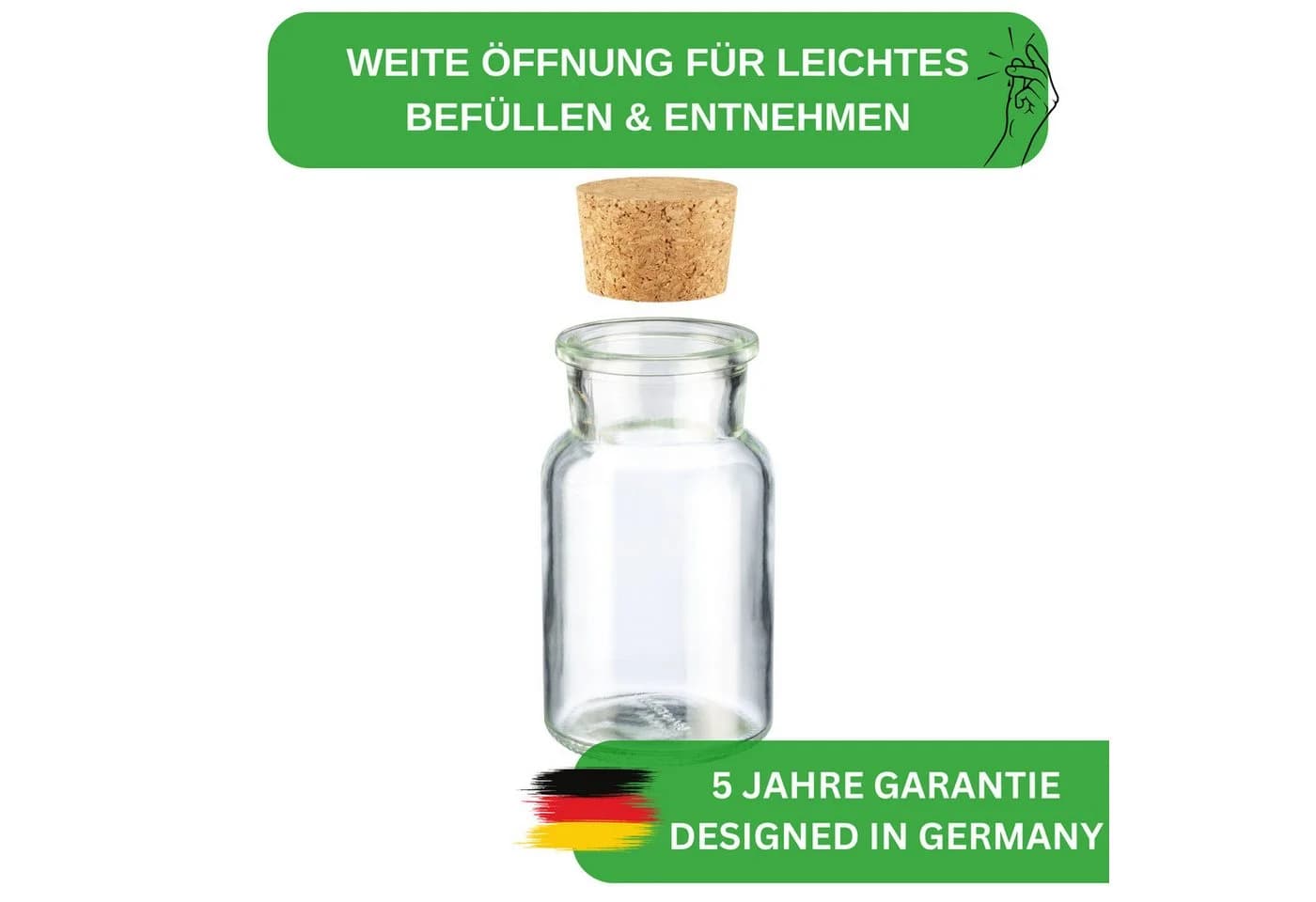 Thiru Gewürzglas Set 10-tlg. mit Korken 150ml Transparent/Braun
