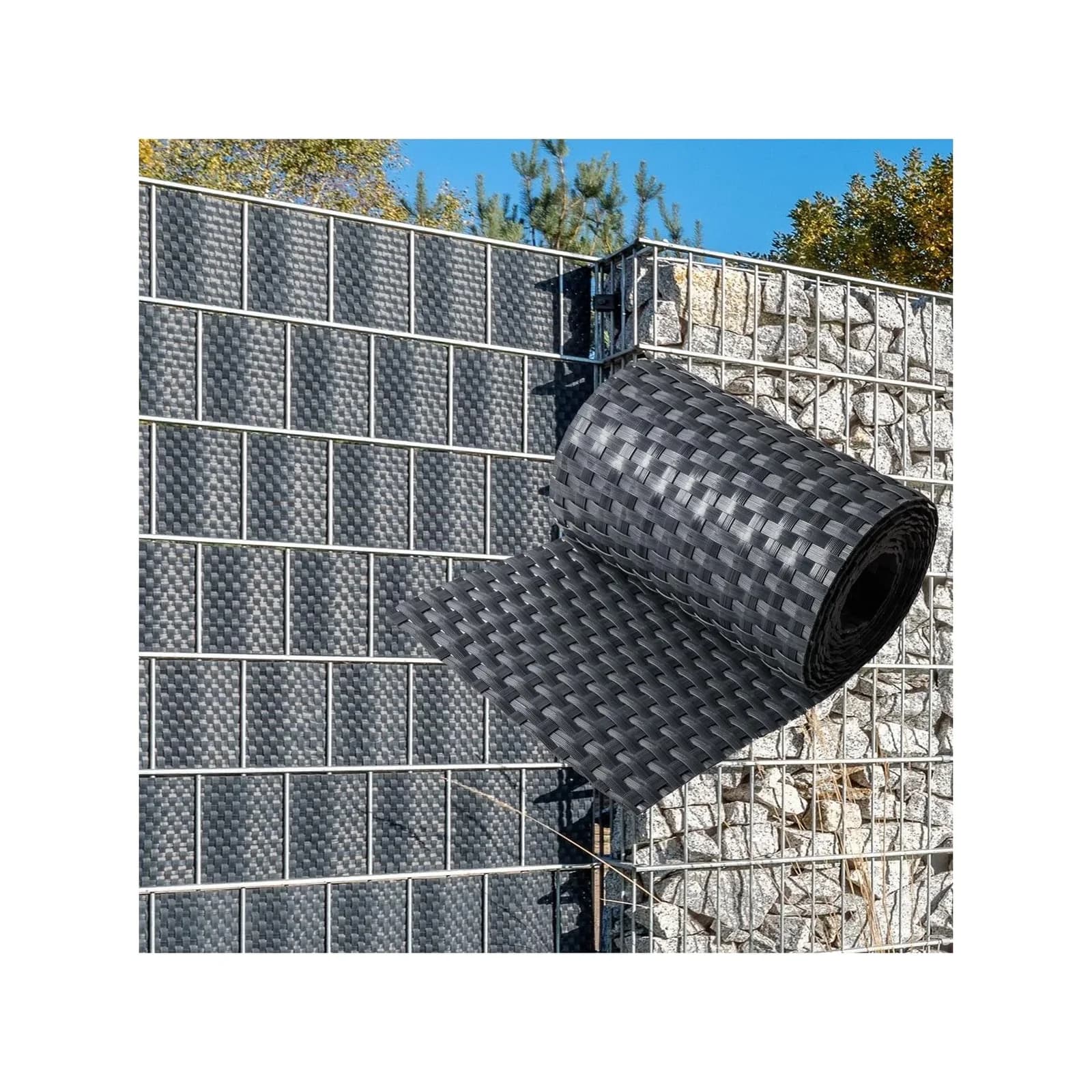 NYVI Sichtschutzstreifen Privafence Anthrazit Wetterfest 3D Optik