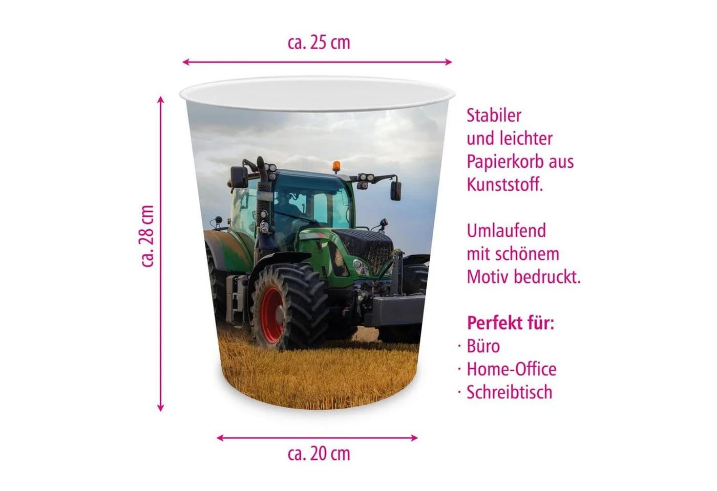 itenga Papierkorb Kinder Traktor Motiv ca. 11 Liter Kunststoff