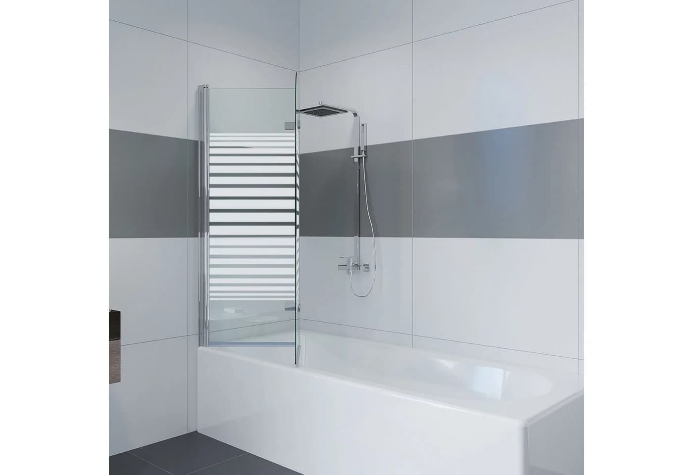 IMPTS Duschwand für Badewanne 100-120cm x 140cm Glas Alu