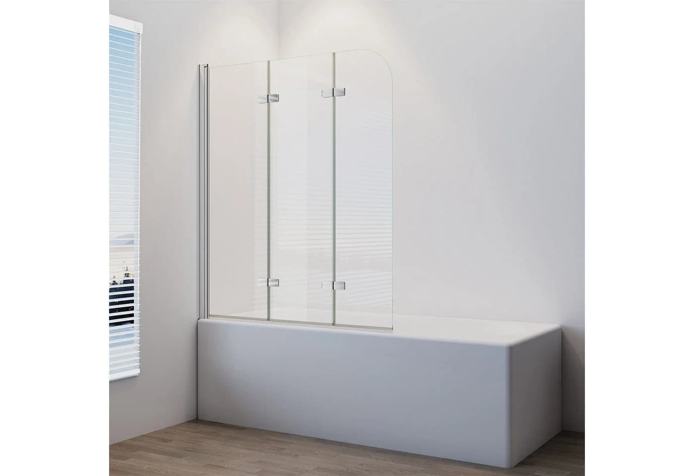 IMPTS Duschwand für Badewanne 3-teilig, Sicherheitsglas, Faltwand