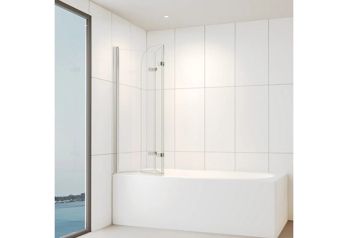 IMPTS Badewannenaufsatz Duschwand 3-teilig Schwarz/Silber ESG Glas