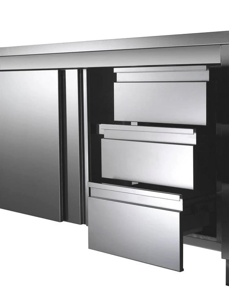 GastroHero Edelstahl Arbeitsschrank 200x70 cm mit 3 Schubladen