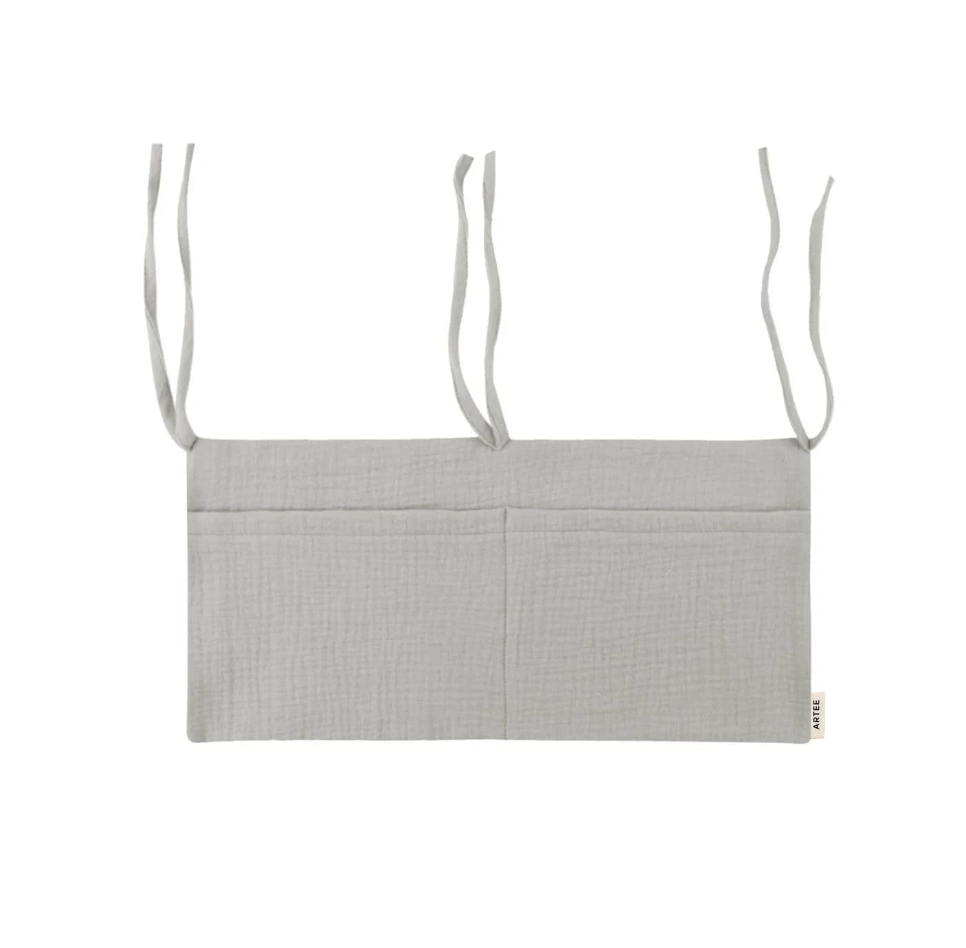Artee Bettnestchen Babybett Organizer Taschen Aufbewahrung aus Musselin Grau