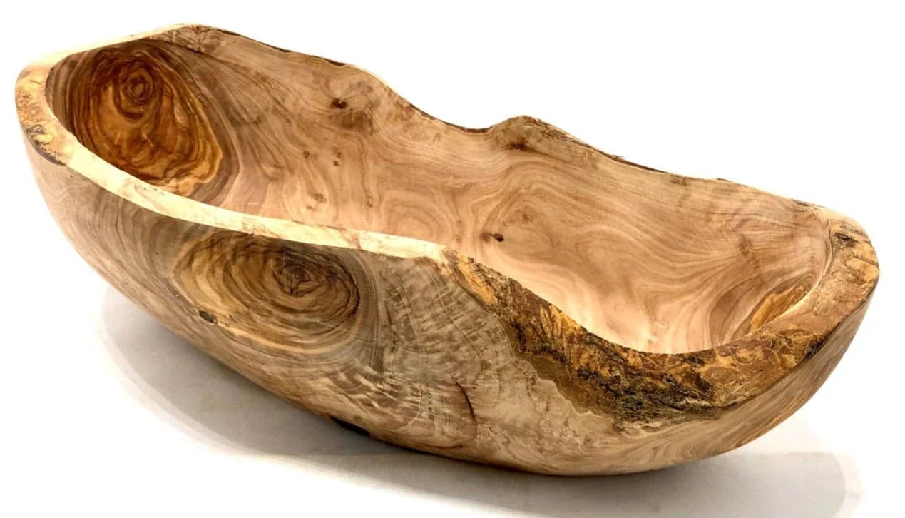 Obstschale OLIVENHOLZ-ERLEBEN oval rustikal aus Olivenholz