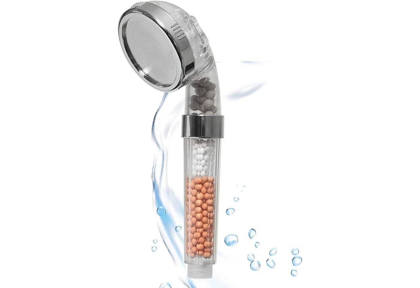 HAC24 Handbrause Wassersparender Duschkopf mit Mineralsteinen 3 Strahlarten