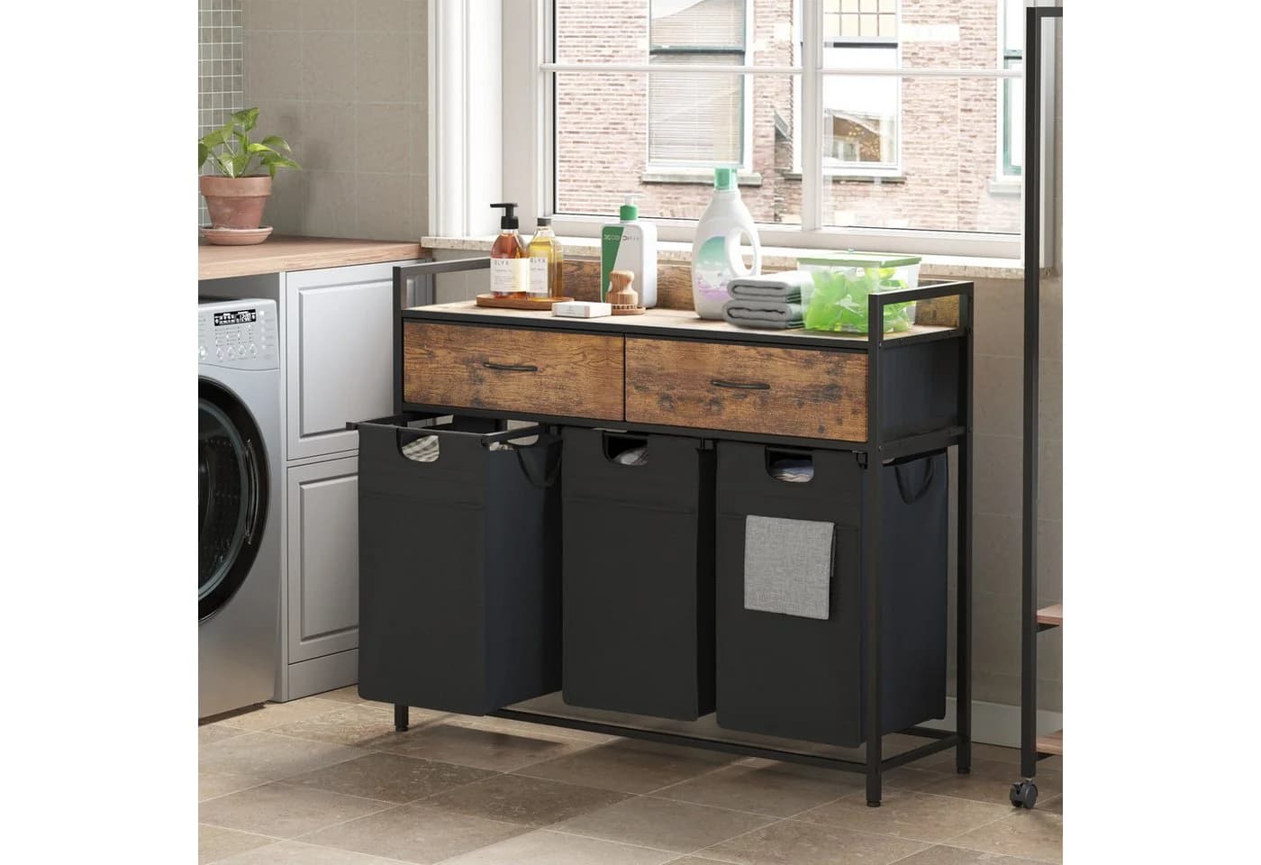 Mondeer Wäschekorb Metallgestell Wäschesammler 3 x 50 L