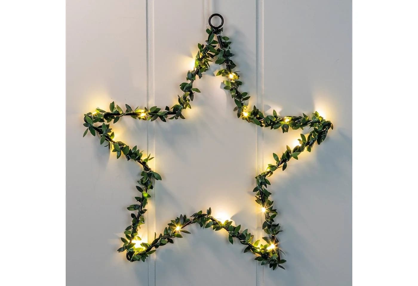 SPETEBO LED Fenster Silhouette Stern 30 cm mit Buchsbaum Dekor