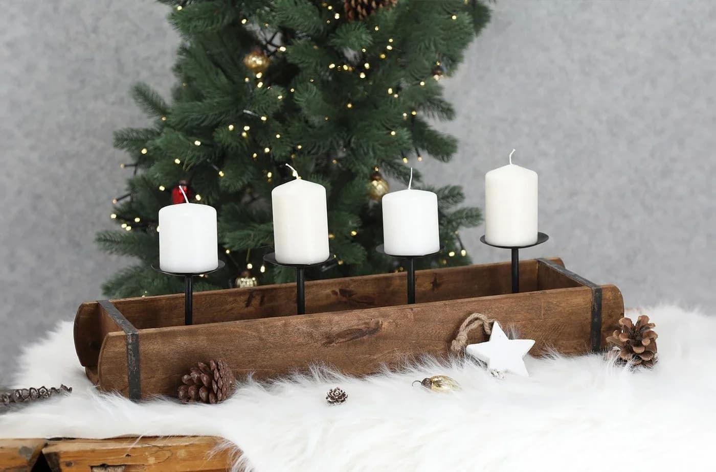Spetebo Kerzenständer Ziegelform Adventsleuchter Vintage Braun/Schwarz