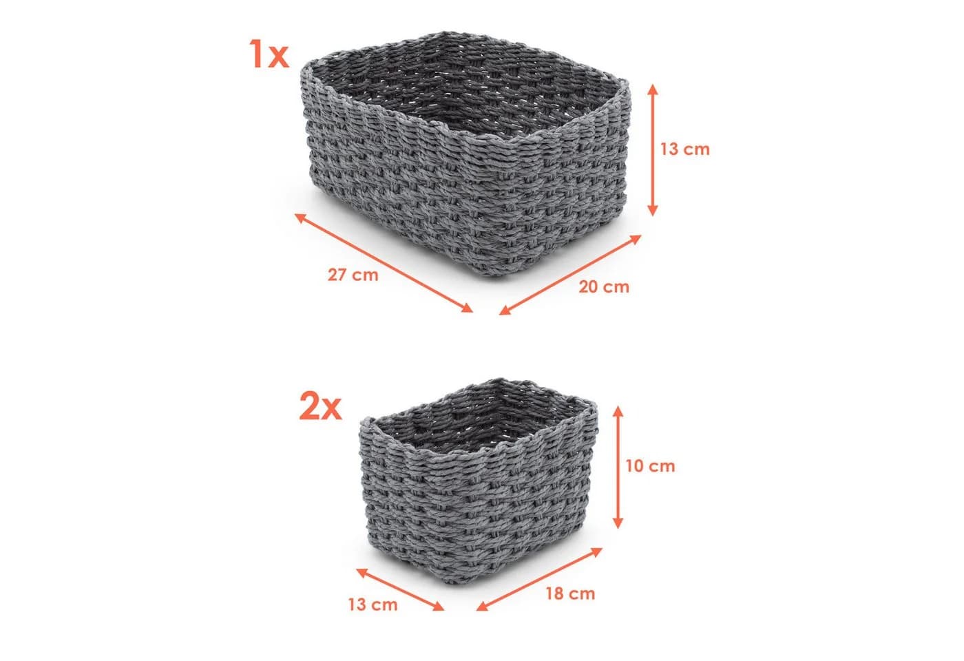 Spetebo Aufbewahrungskorb 3er Set Grau Papier-Rattan