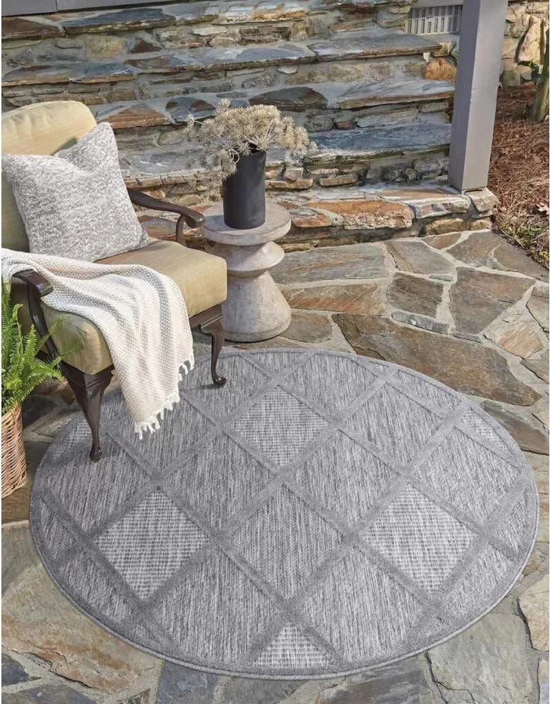 CARPET CITY In-& Outdoorteppich Santorini 457 Grau 3D-Effekt