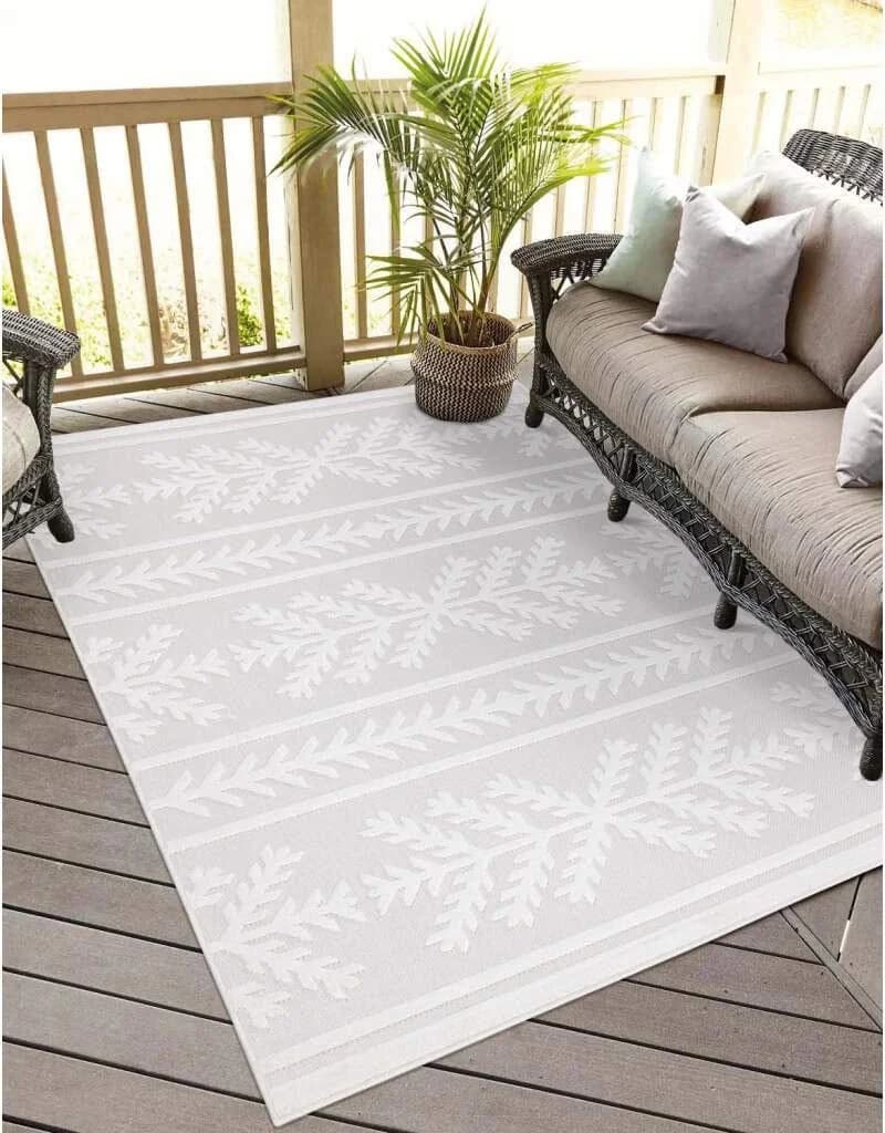 CARPET CITY In-& Outdoorteppich Santorini 411 Beige Boho-Optik 3D-Effekt