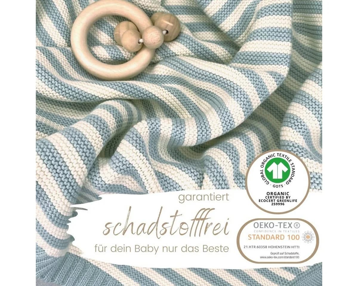 DIKOS® Babydecke Bio Baumwolle Strickdecke Erstlingsdecke