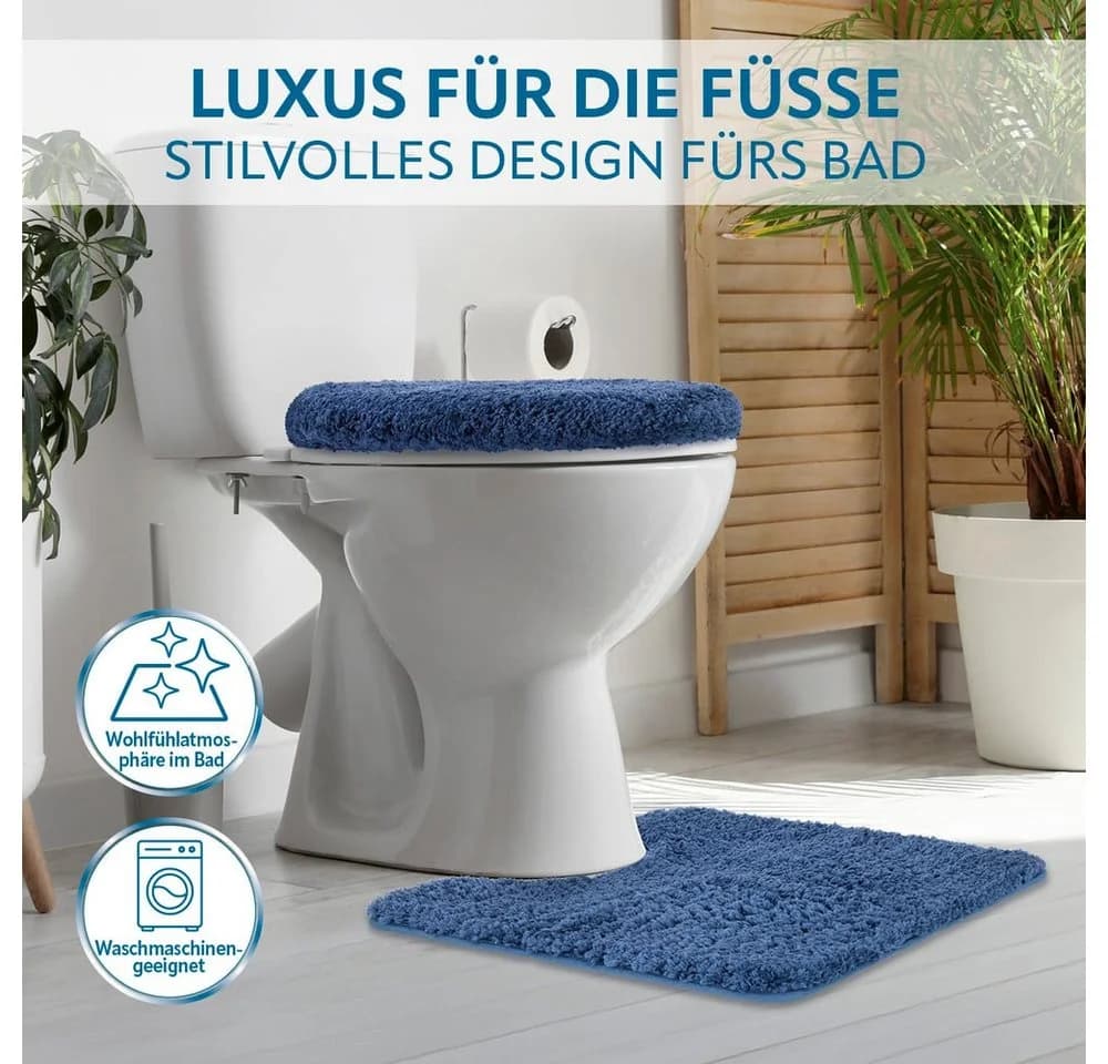 Benkstein Badematte Set 2-teilig Blau Polyester 1700g/m²