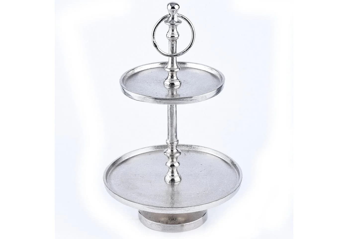 Marrakesch Orient & Mediterran Interior Dekotablett 2 Etagen Etagere Servierständer Aluminium Annika Rund 34cm