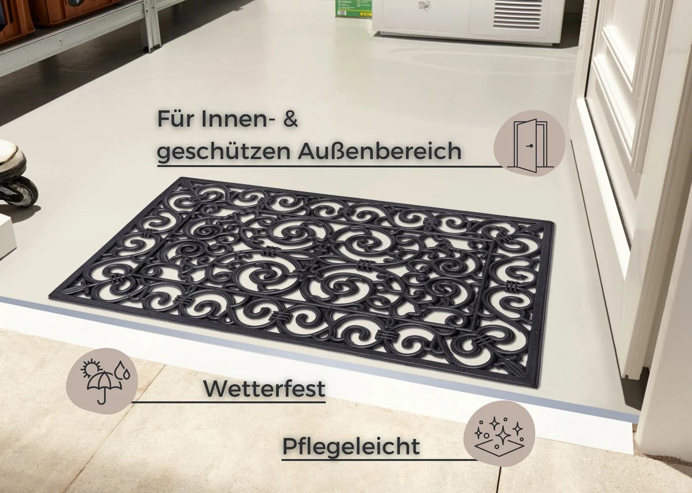 HANSE HOME Fußmatte Ornaments Schwarz Gummi Rutschfest