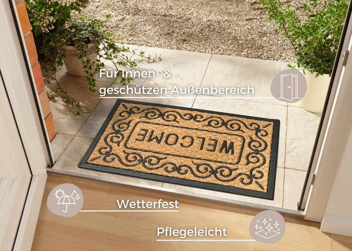 Hanse Home Fußmatte Mix Mats Gummi-Kokos Braun Modern