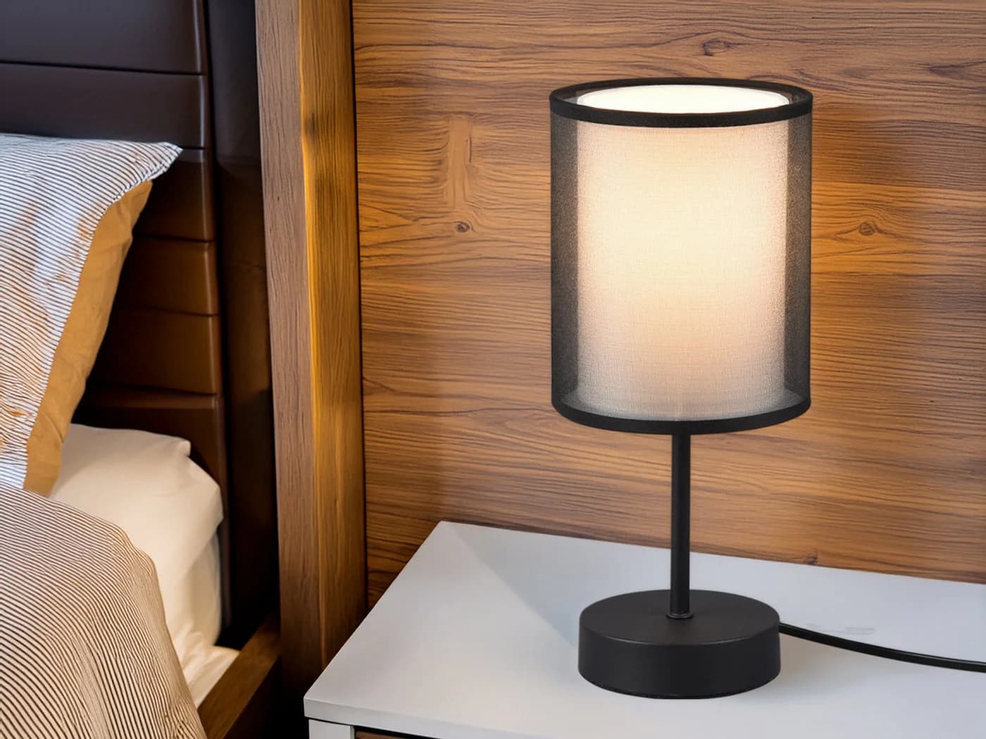 TRIO Leuchten LED Nachttischlampe Dimmbar Schwarz/Weiß