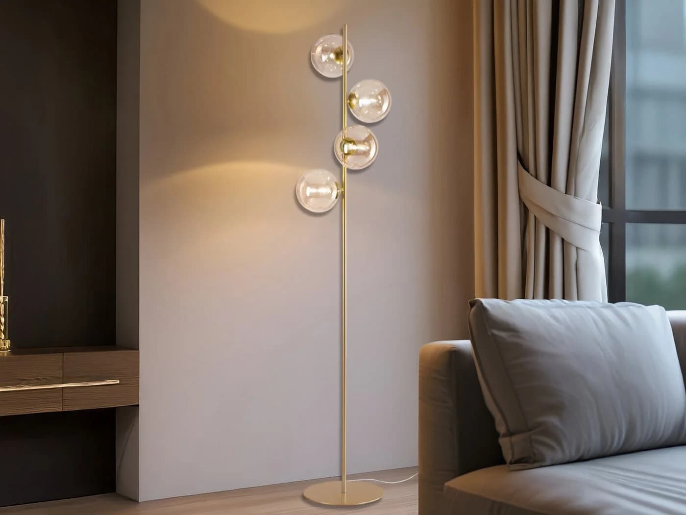 Luce Design Ambiente LED Stehlampe mit Glas-Kugeln, Höhe 160cm, Dimmfunktion, LED wechselbar, Warmweiß