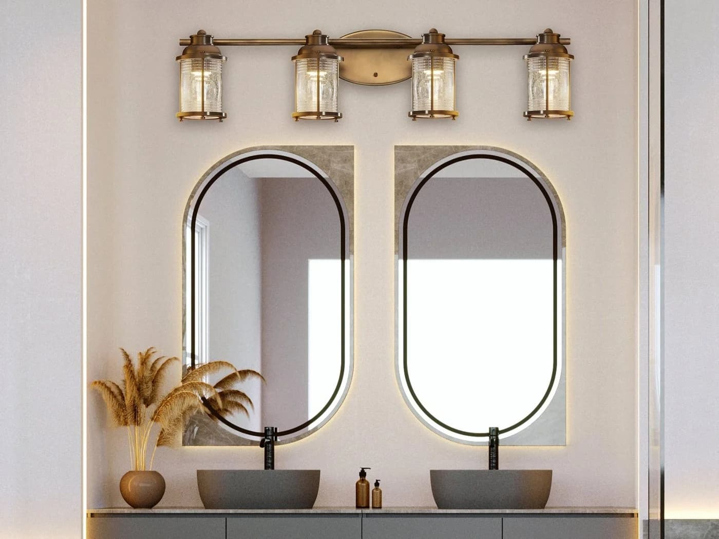 Kichler LED Wandleuchte 4-flammig Messing Industrial Design