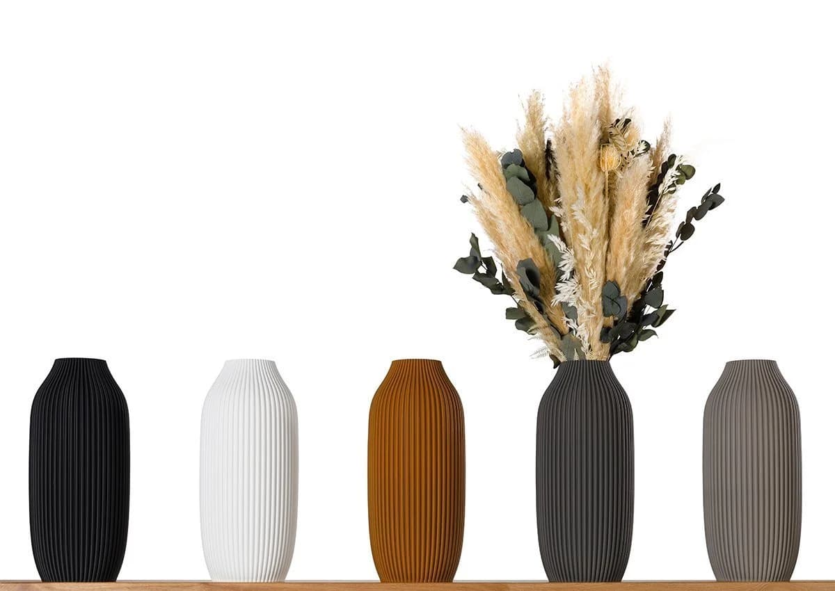 3D Vase Dekovase Stella XL 38cm Weiß Nachhaltige Bodenvase