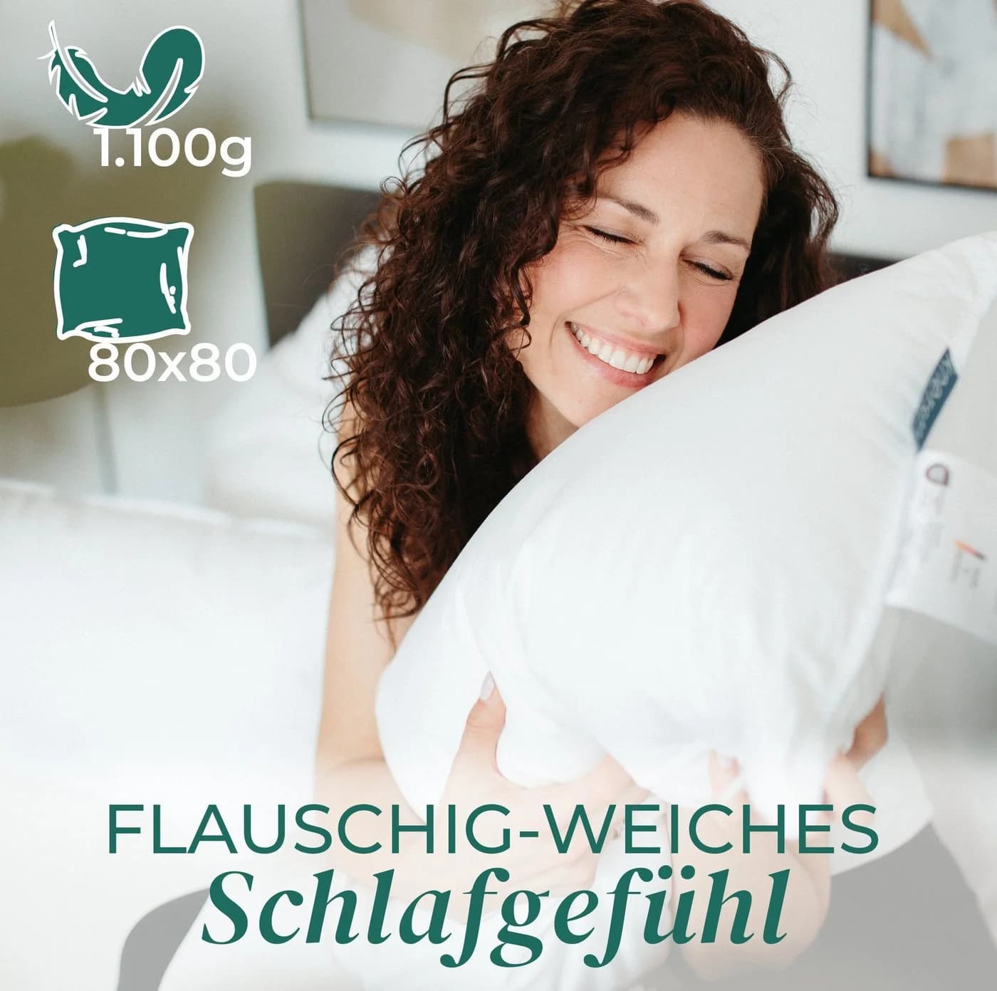 KNERST Daunenkissen 3 Kammer Weiß 90% Daunen 10% Federn