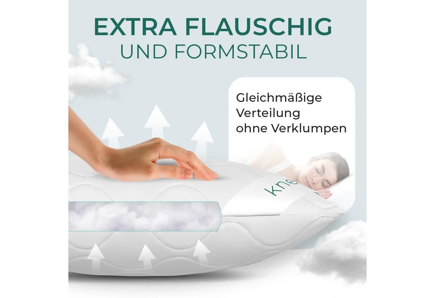 KNERST Kopfkissen Microfaser KomfortFlex höhenverstellbar