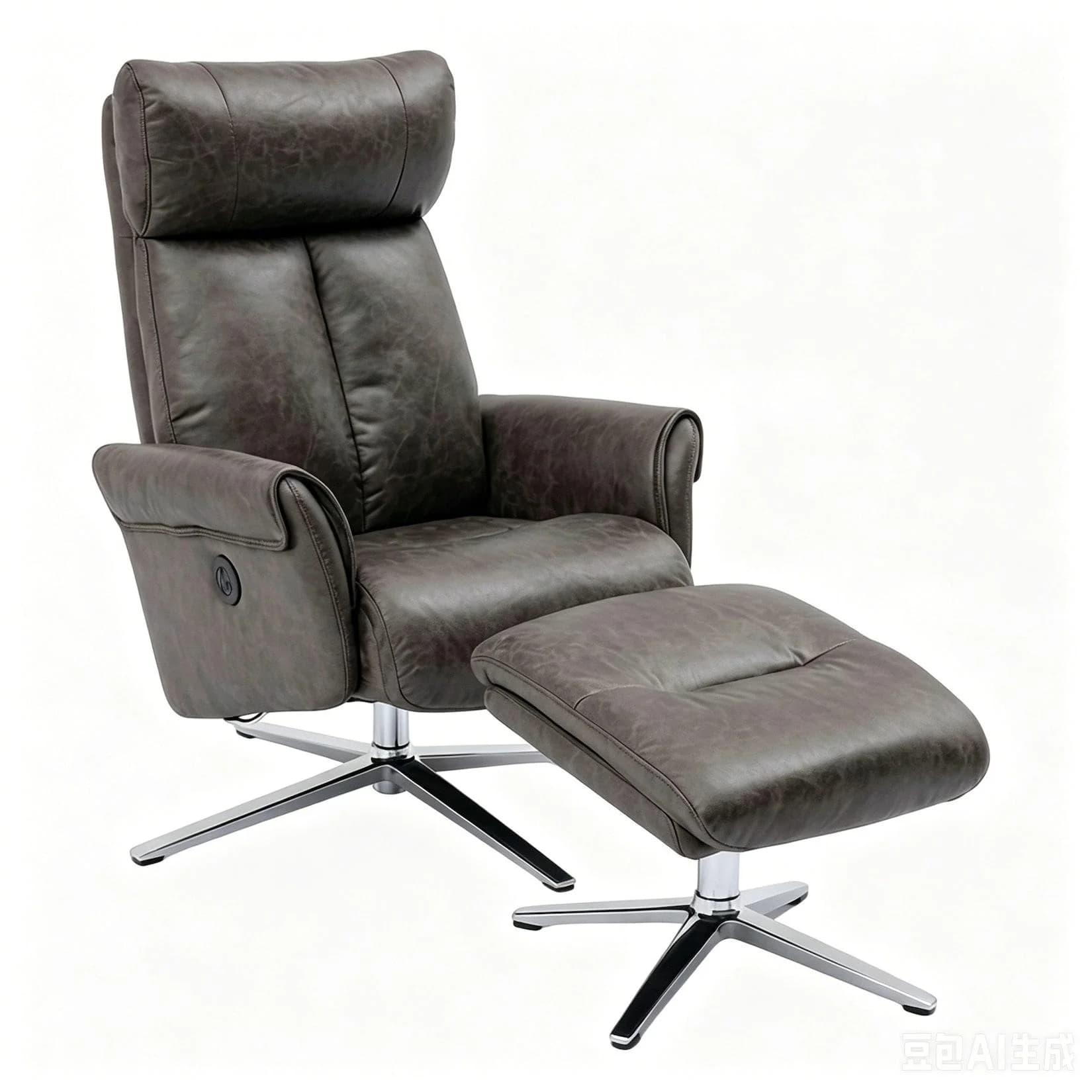 Happy Home Elektrischer Relaxsessel mit Hocker Grau 360° drehbar Kunstleder