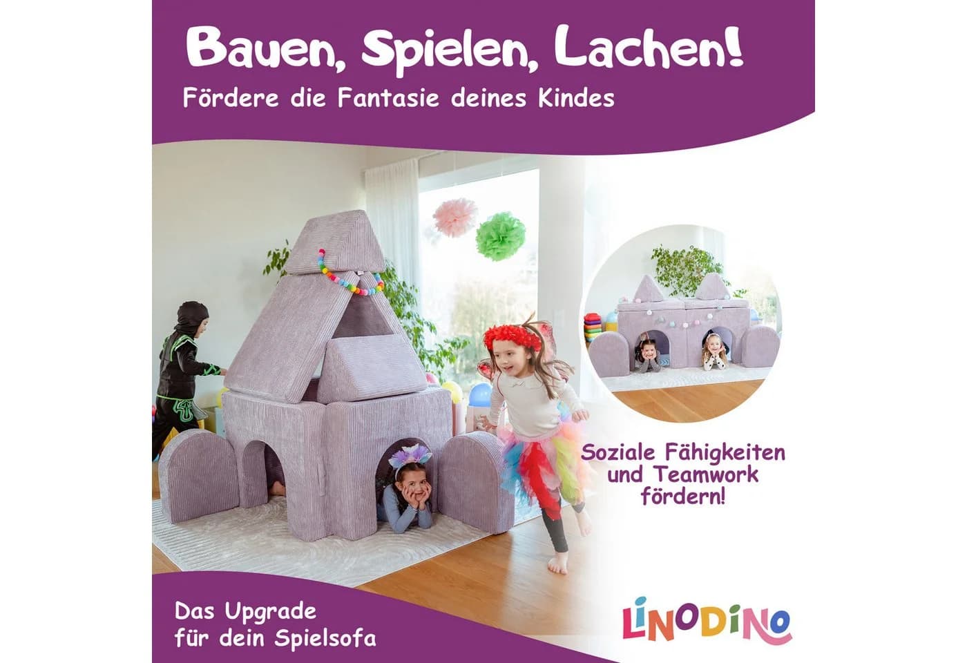Linodino Kindersofa Magisches Tor Add-on Beige