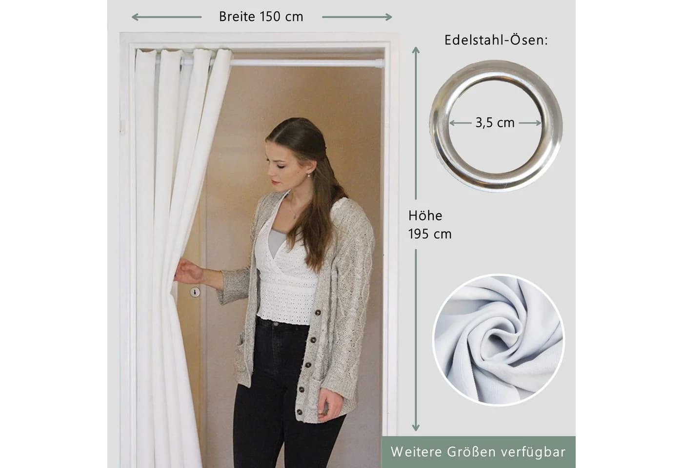 tinycurtains Türvorhang Thermovorhang 150x200cm Polyester