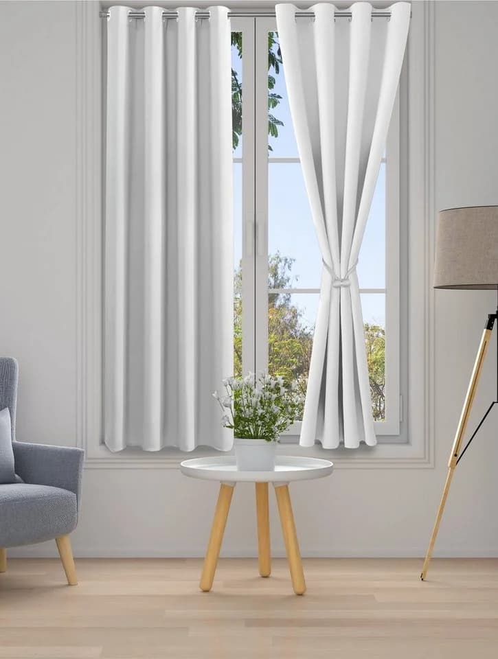 Cozyor Vorhang Set Weiß 2er mit Raffhaltern Ösen blickdicht
