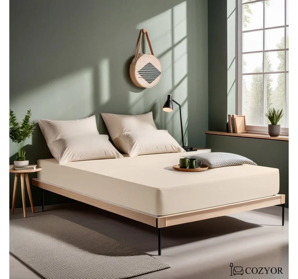 Cozyor Spannbettlaken 2er Set Beige Mikrofaser
