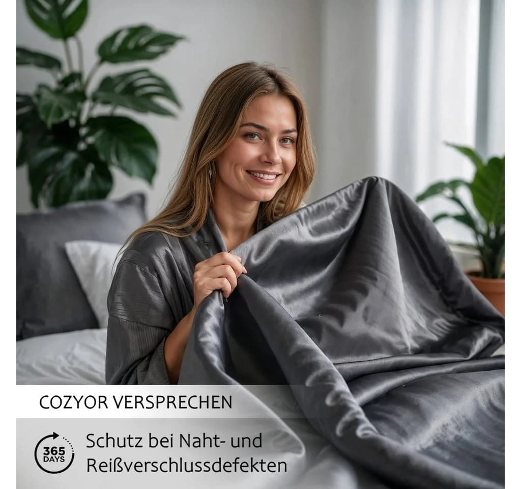 Cozyor Wendebettwäsche Satin & Mikrofaser Anthrazit 3-teilig