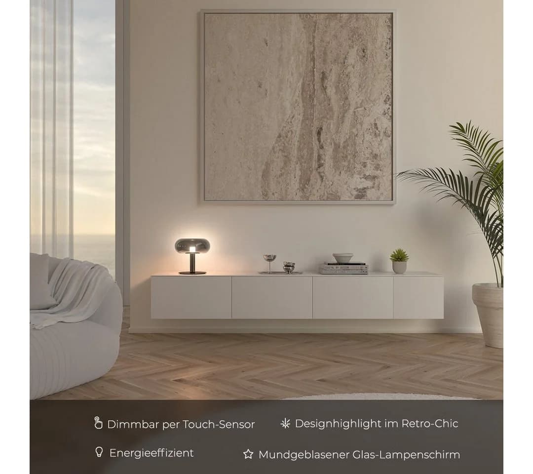 Neona LED Tischleuchte Lumio Schwarz chrom Dimmbar Touch