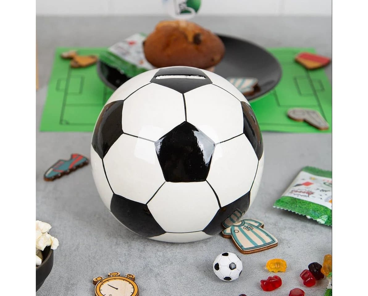 Logbuch-Verlag Fußball Spardose schwarz weiß - Ball Sparschwein