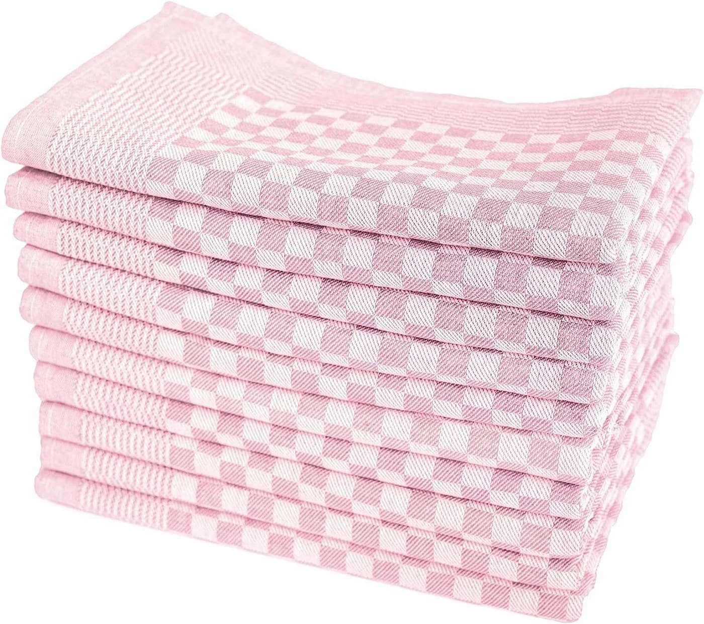 Zestri Geschirrtuch 10er Set 100% Baumwolle Kariert Rosa