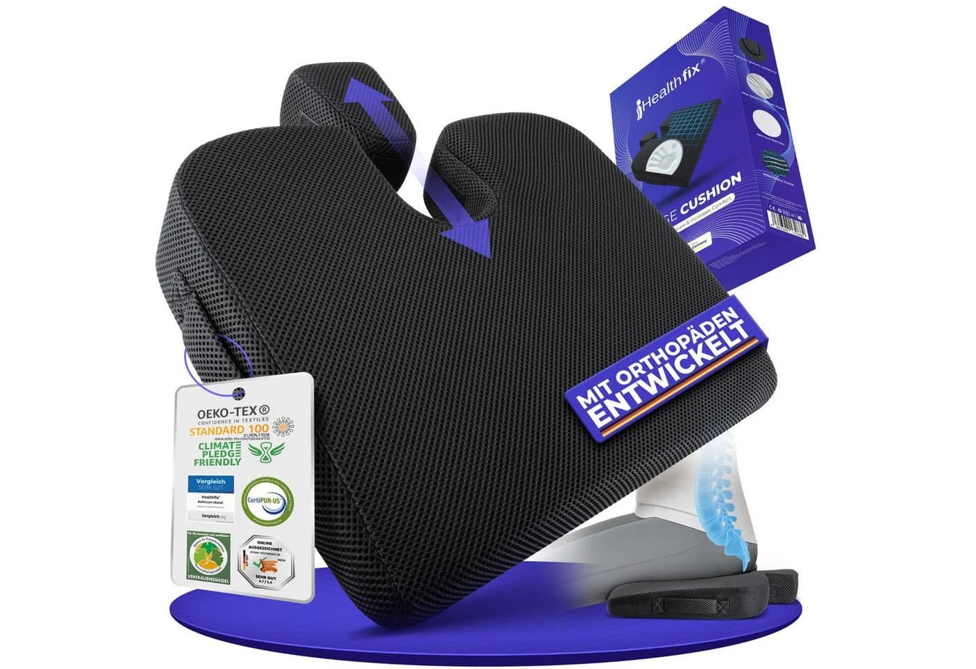 Healthfix Keilkissen Ergonomisches Sitzkeil für bessere Haltung