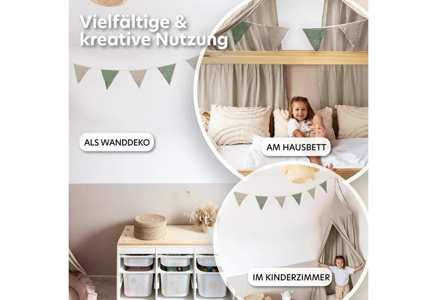 lilimaus Wimpelkette Sternenkette Kinderzimmer 12 Farben Musselin