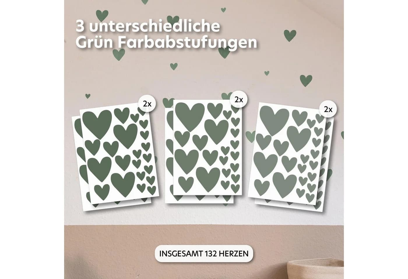 lilimaus Wandsticker Kinderzimmer selbstklebend Grün (132 St)