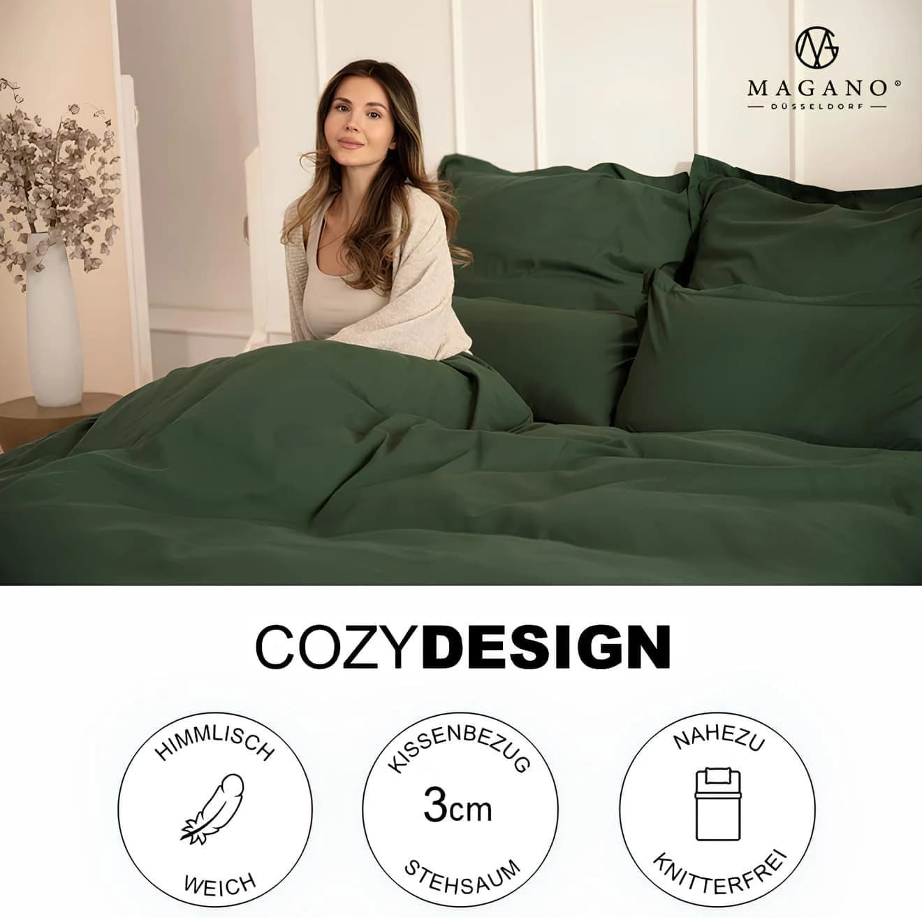 MAGANO Bettwäsche Set Premiumqualität Hypoallergen Knitterarm Himmlisch Weich Cozy Design