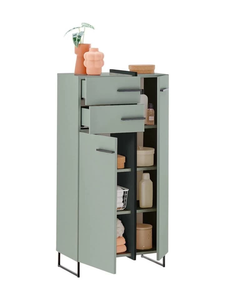 moebel-dich-auf Highboard MESSINA Badkommode Softclose Grün/Weiß