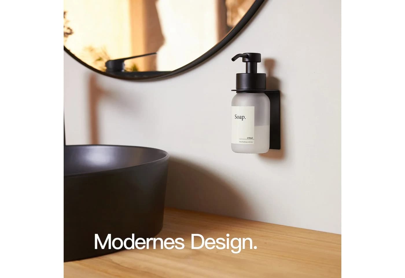 Designfabrik Hamburg Seifenspender Wandmontage 250ml Glas & Edelstahl