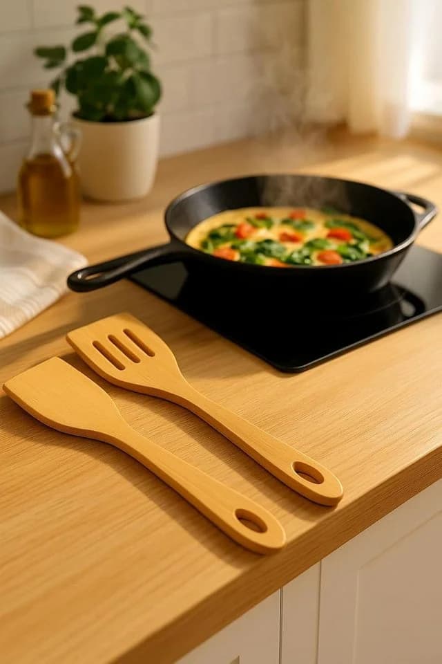 hausleben Pfannenwender Set 2-teilig Bambus Beige