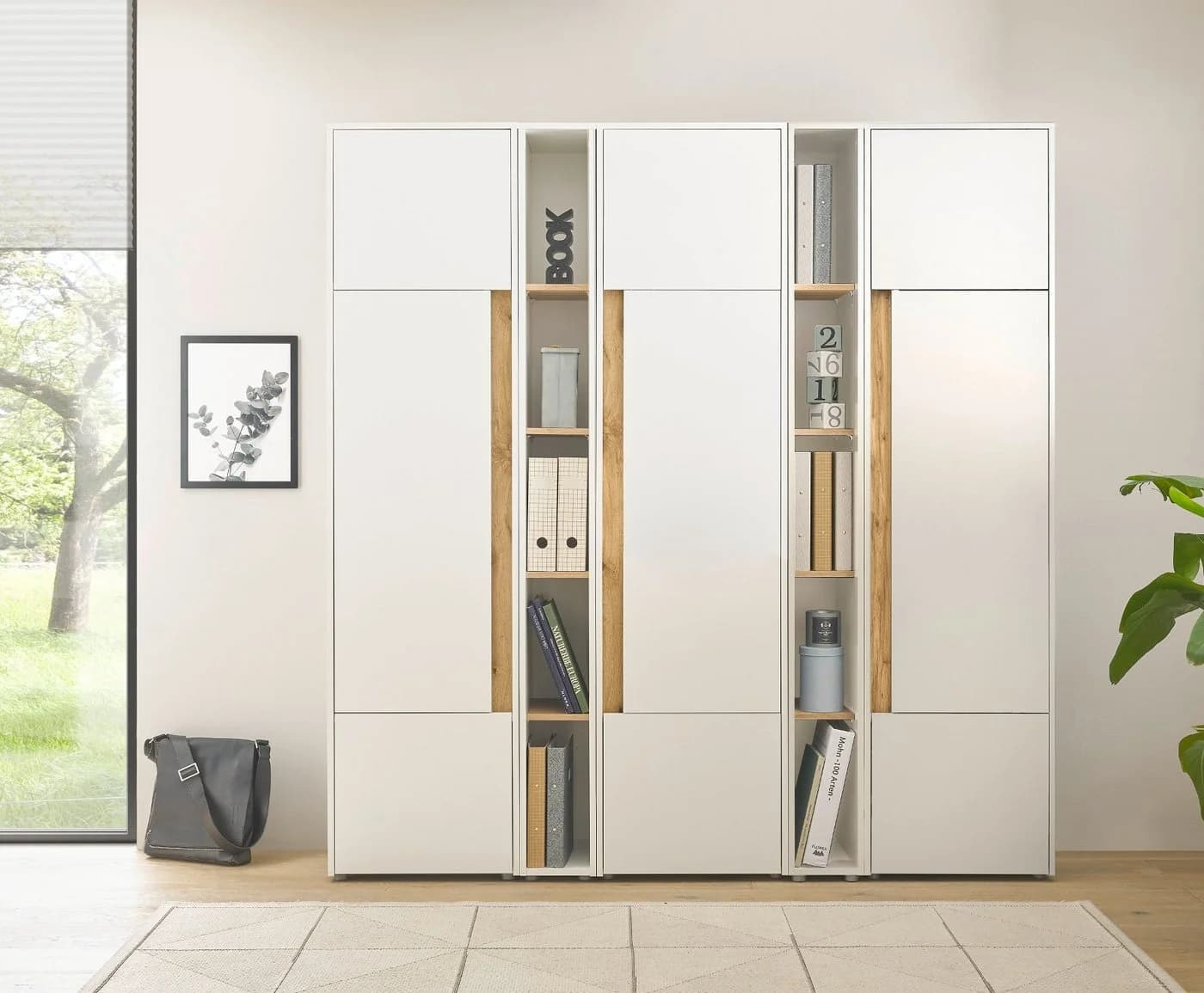 Furn.Design Aktenschrank Center Set Weiß Wotan Eiche 25 Fächer
