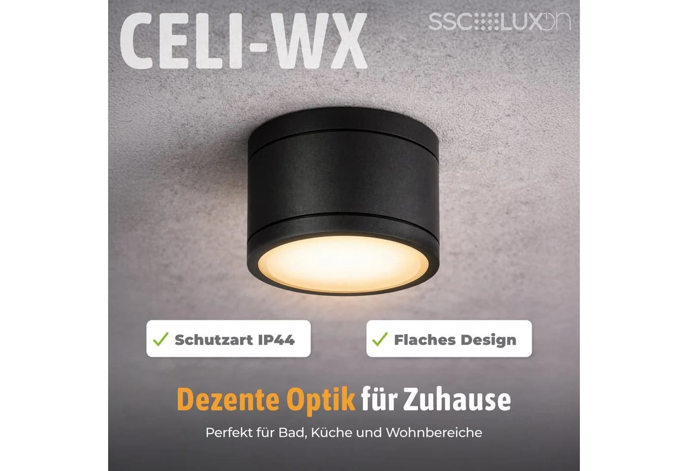 SSC-LUXon CELI-WX LED Aufbauspot Schwarz IP44 3CCT