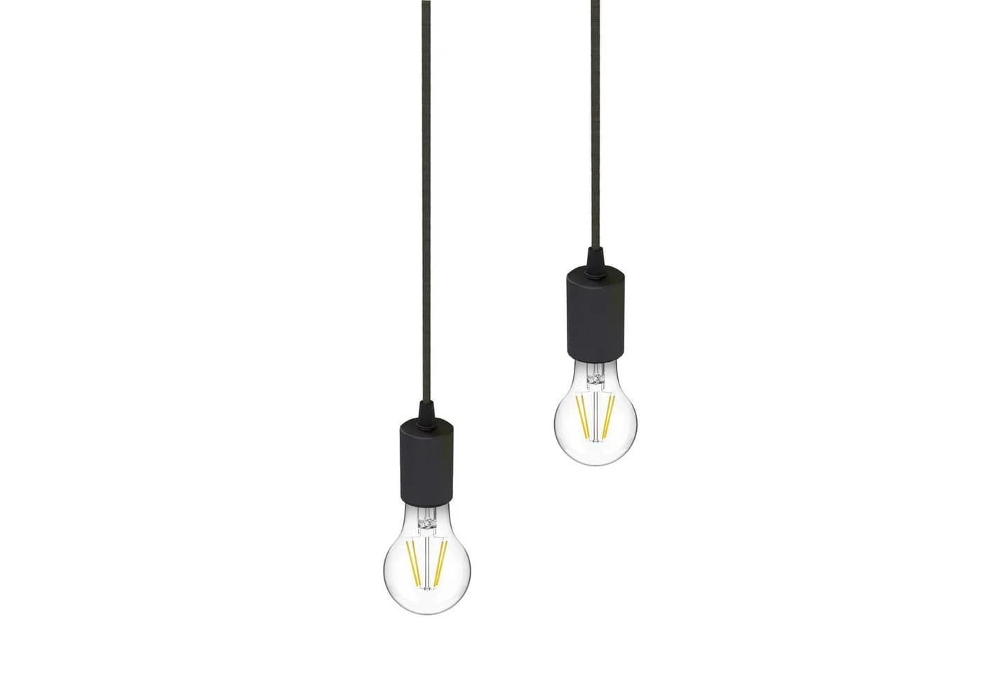 SSC-LUXon LED-Hängeleuchte PARU 2-flammig Schwarz rund LED Glühbirnen E27 warmweiß