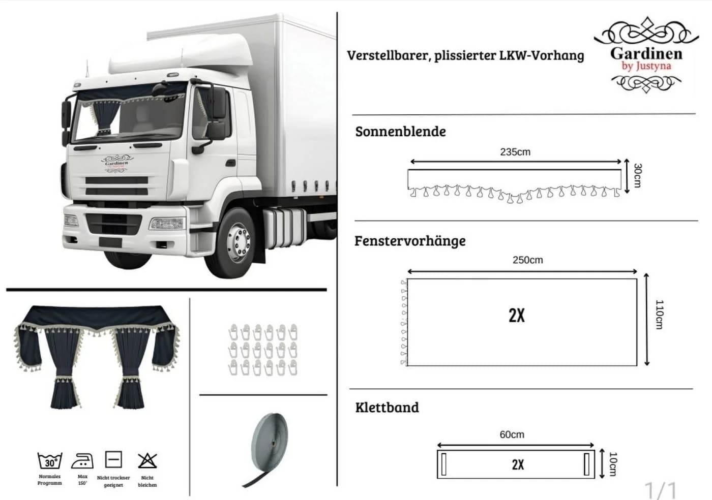Gardinen by Justyna Verdunkelungsvorhang Lkw Gardine Schwarz (5 St)