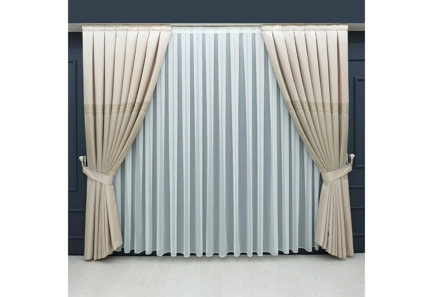 Gardinen by Justyna Vorhang Komplett-Set Beige Faltenband