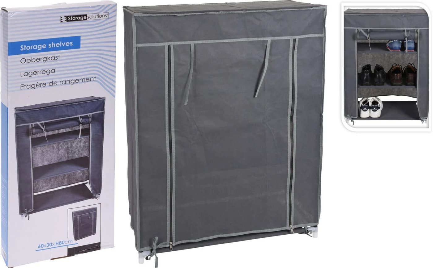 Koopman Campingschrank Schuhregal 2er Set Grau 3 Ebenen