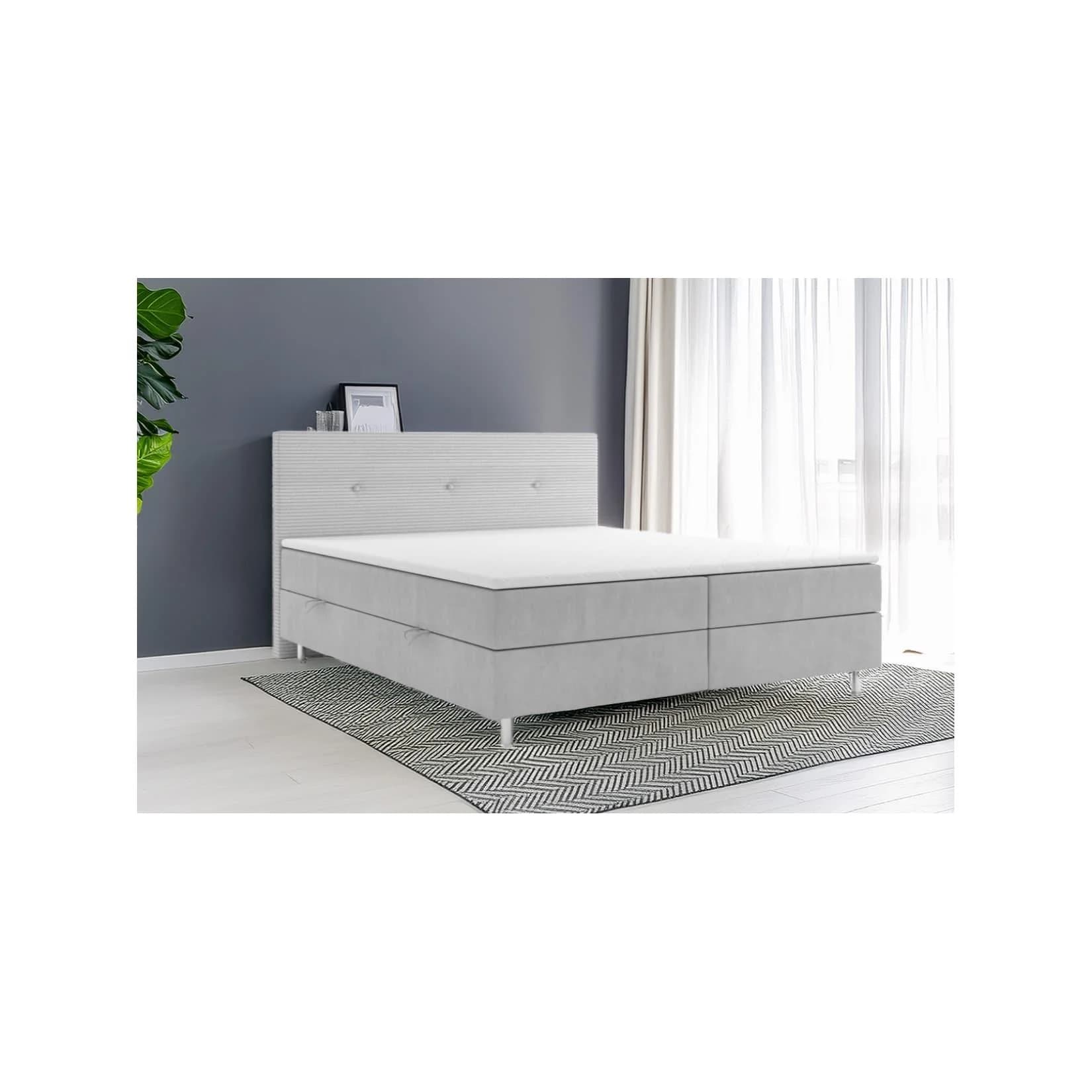 Boxspringbett RIO mit Bettkasten Webstoff Grau 180x200 cm